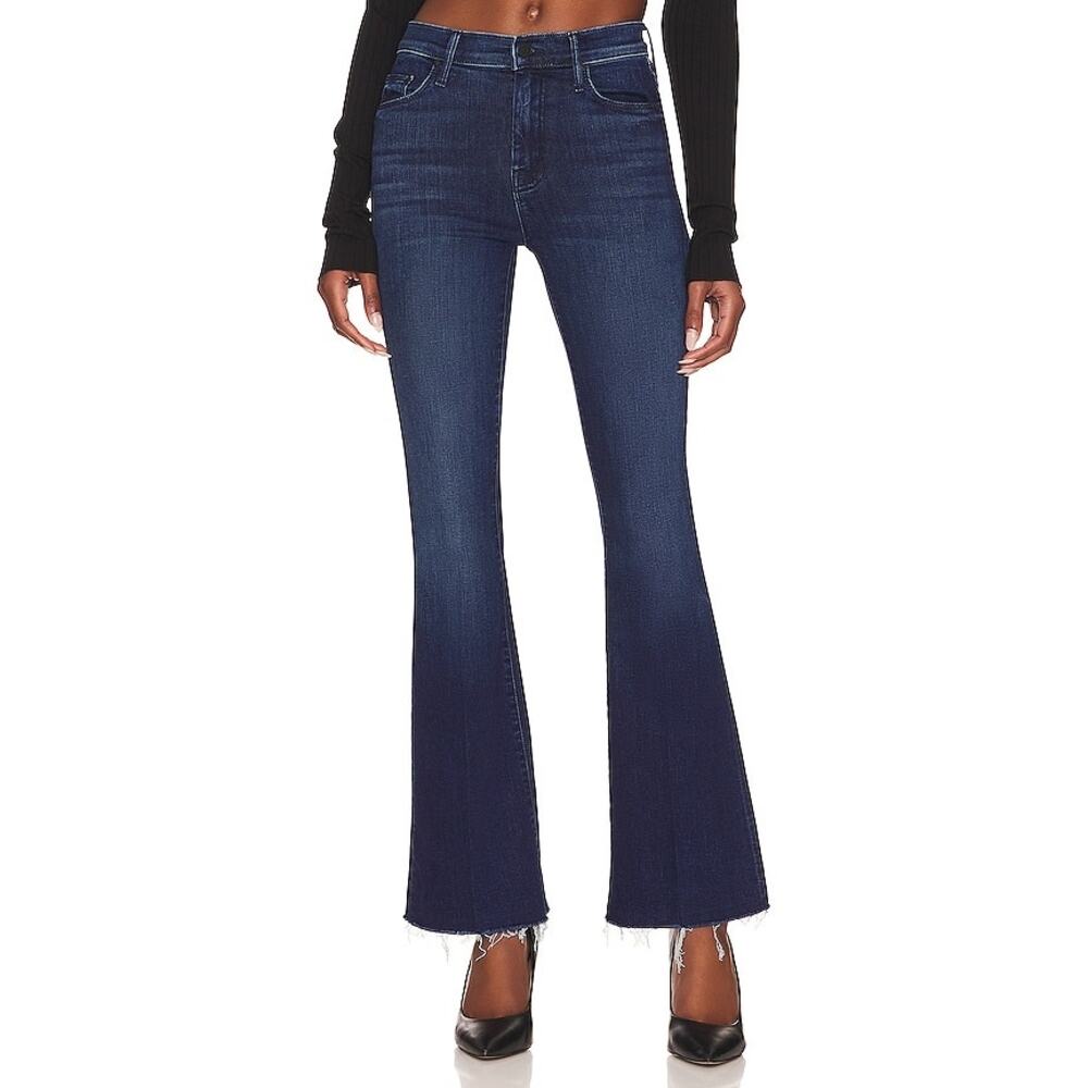 Mother The Weekender Frayed Flare Jeans Mint Condition Blue Size 24 NWT